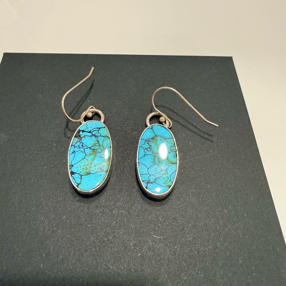 Hubei Turquoise Oval Drop Earrings